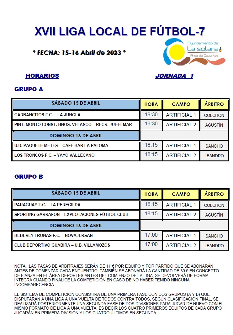 Primera jornada 15 abril arbitrajes