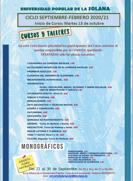 CURSOS SEPTIEMBRE-FEBRERO 2020-21