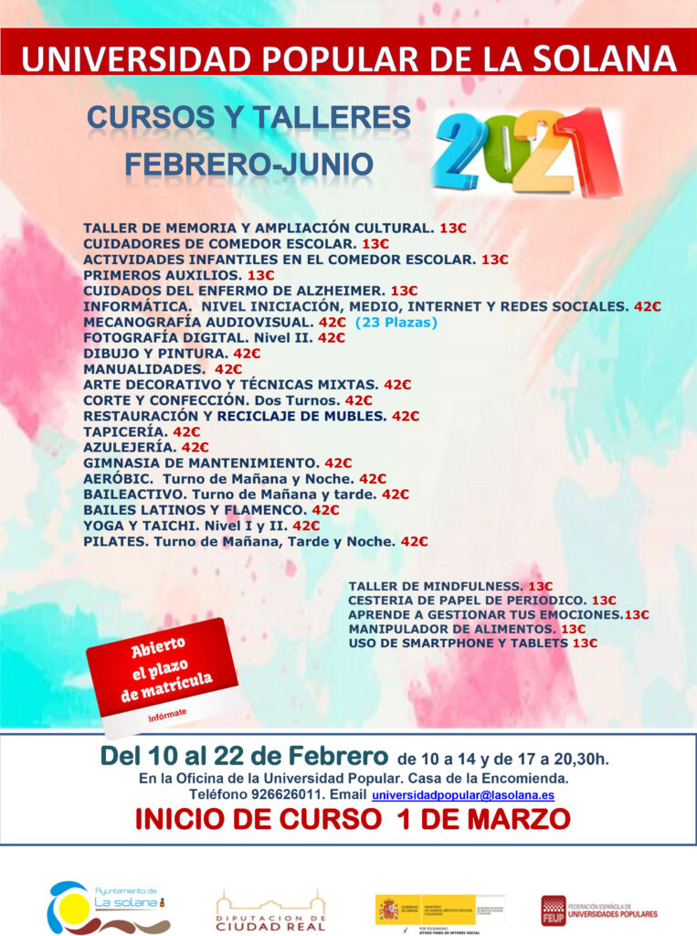 horario cursos up septiembre febrero