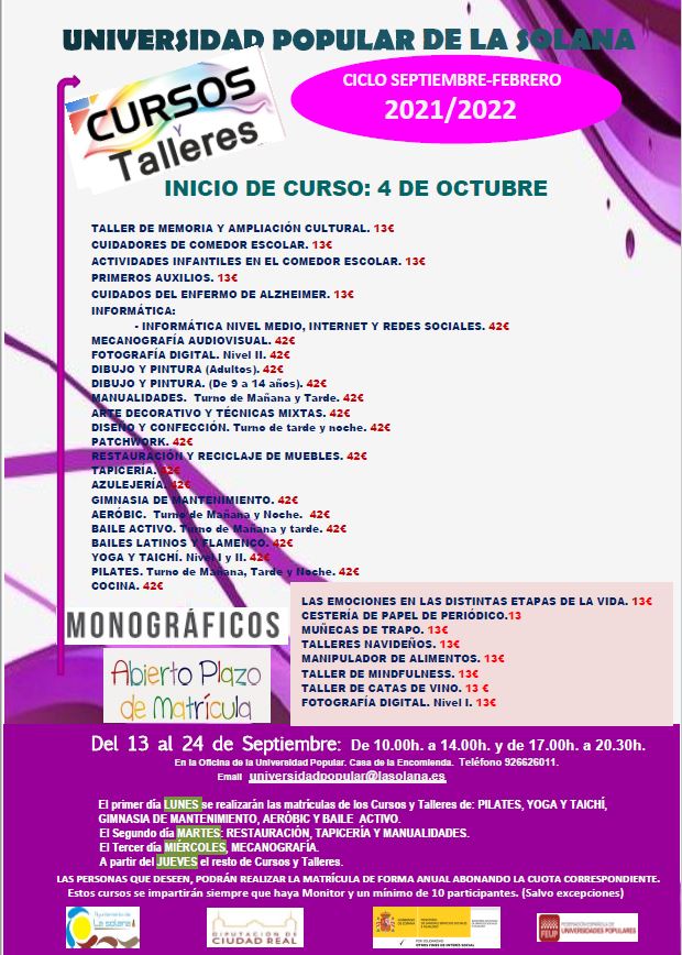 CARTEL CURSOS Y TALLERES