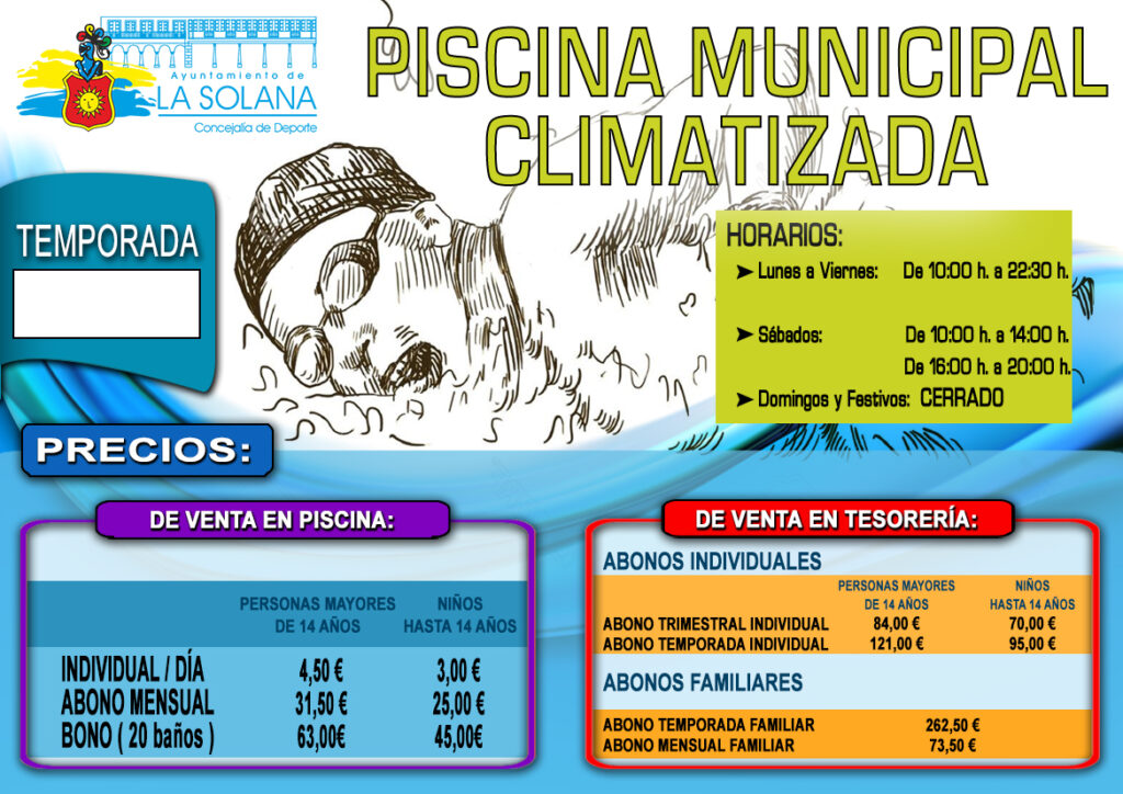 Cartel-Piscina-Climatizada abierto mediodia
