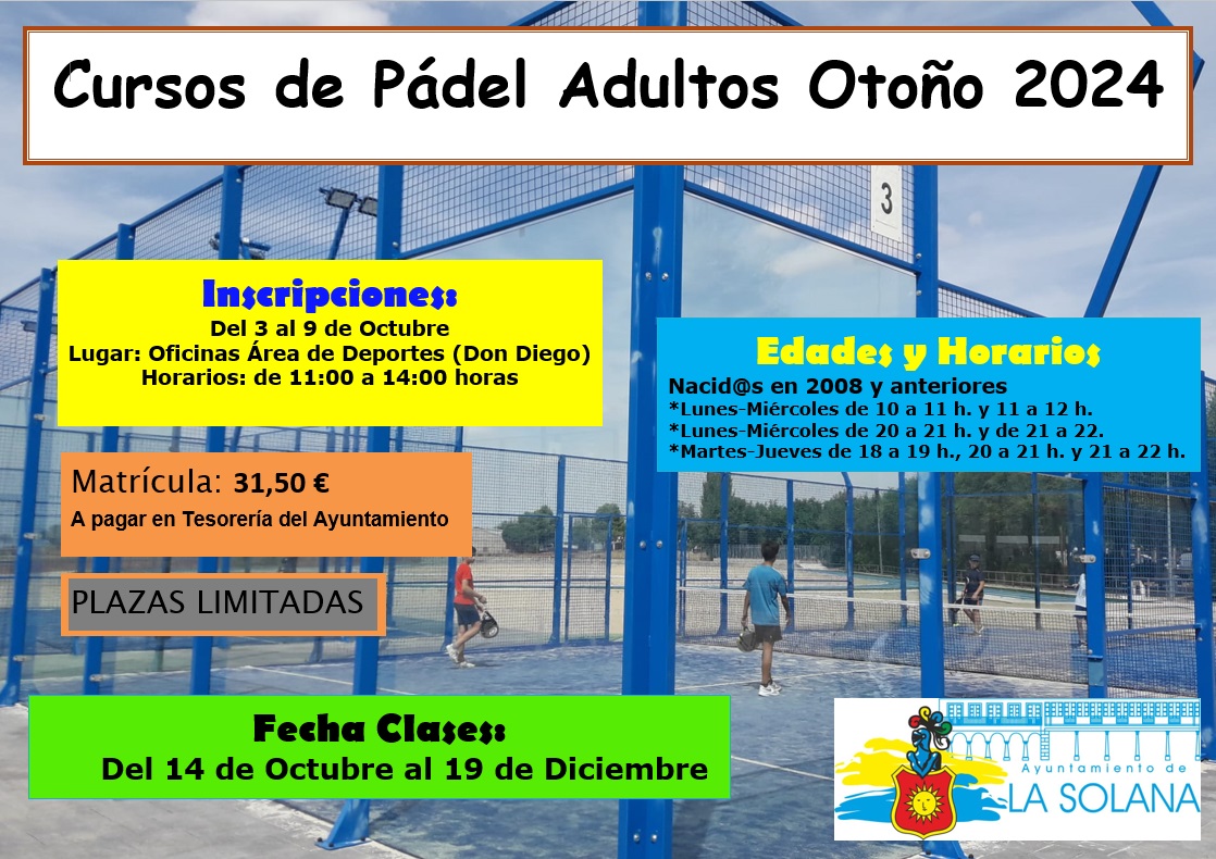 Cartel Pádel adulto otoño 2024
