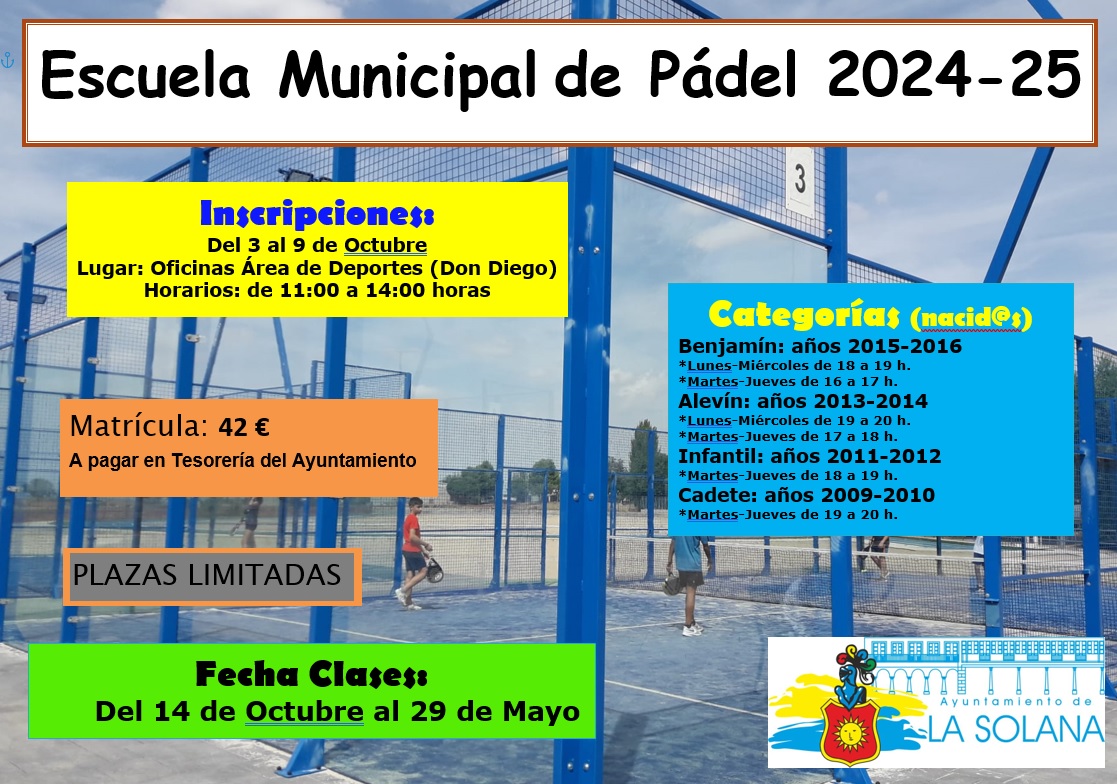 Cartel Pádel niños escuela 2024-25