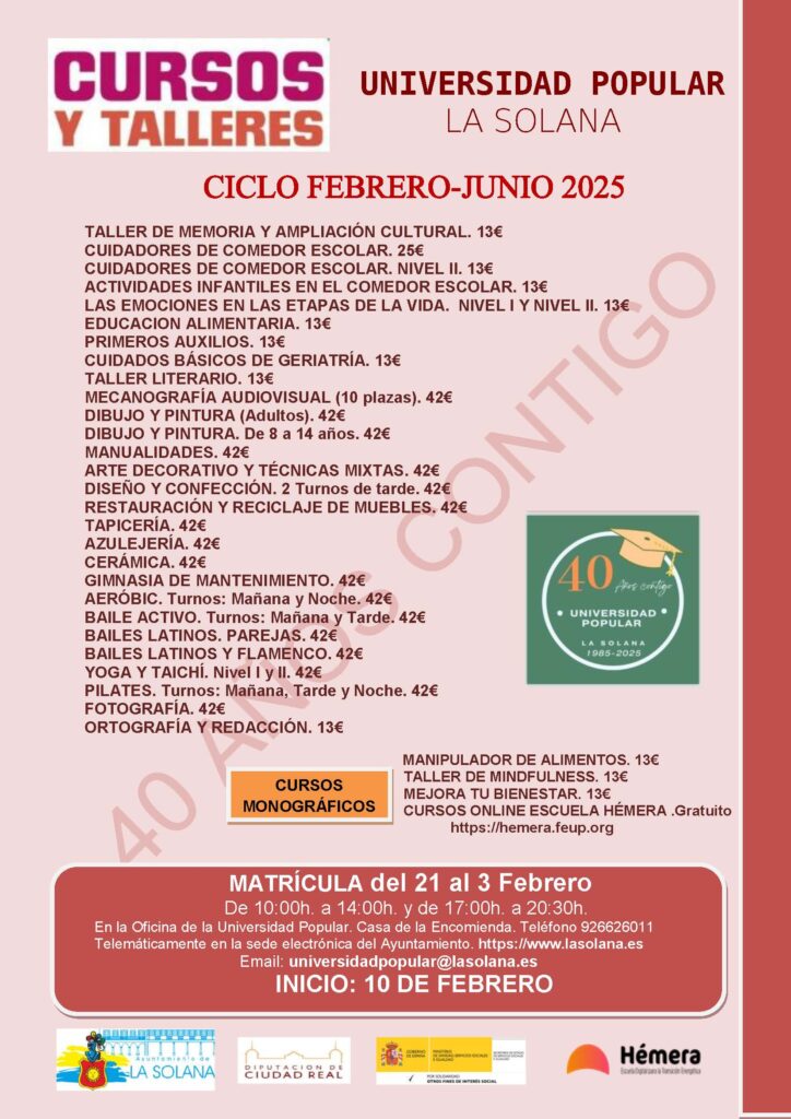 Cartel Universidad Popular Febrero-Junio 2025-2026