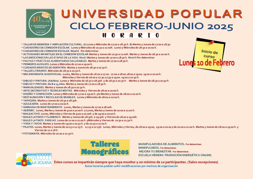 HORARIOS CICLO FEBRERO-JUNIO 2025