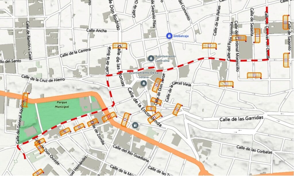 -Plano del recorrido del desfile de carrozas y cruces que serán cortados al tráfico
