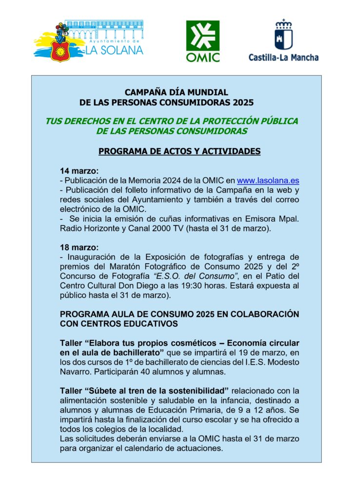 PROGRAMA DE ACTIVIDADES CAMPAÑA 15 MARZO