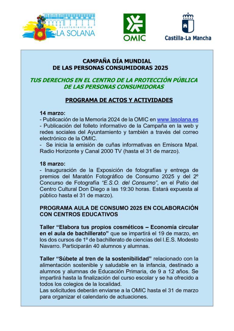 PROGRAMA DE ACTIVIDADES CAMPAÑA 15 MARZO