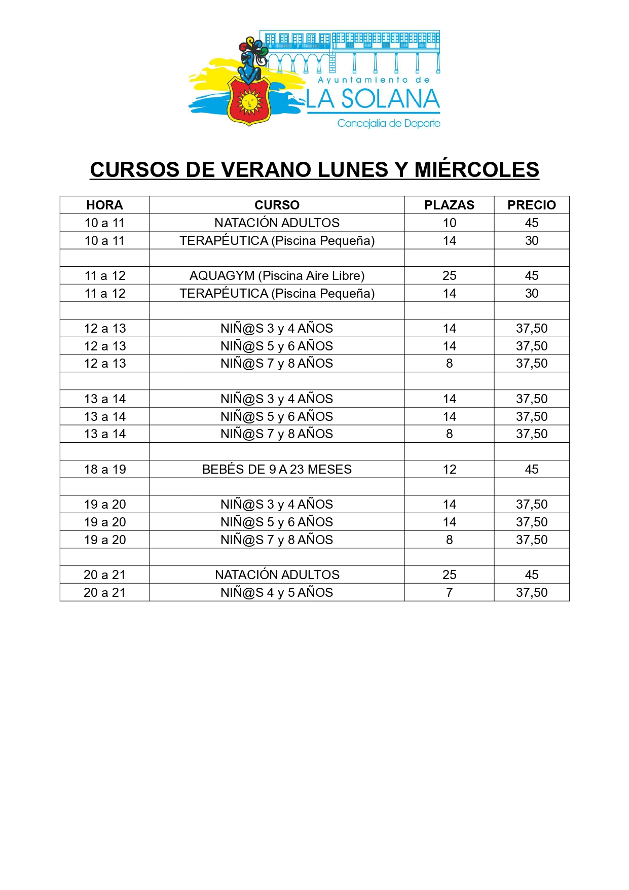 2aHORARIOS CURSOS NATACIÓN VERANO L-X