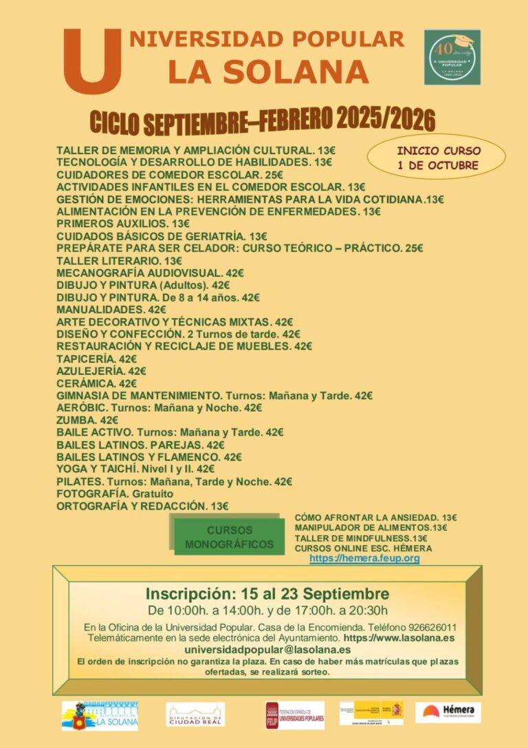 Cartel sep a febrero Universidad Popular 2025