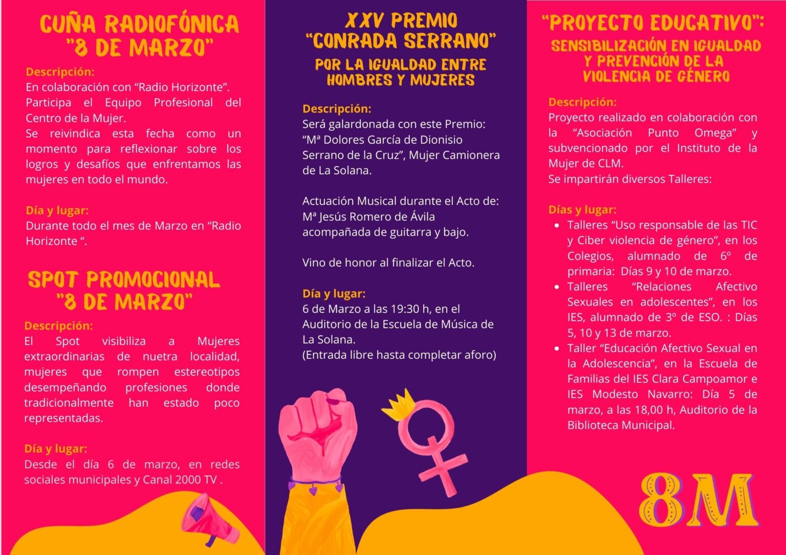 Programa de Actividades en conmemoración del 8M "Día Internacional de ...